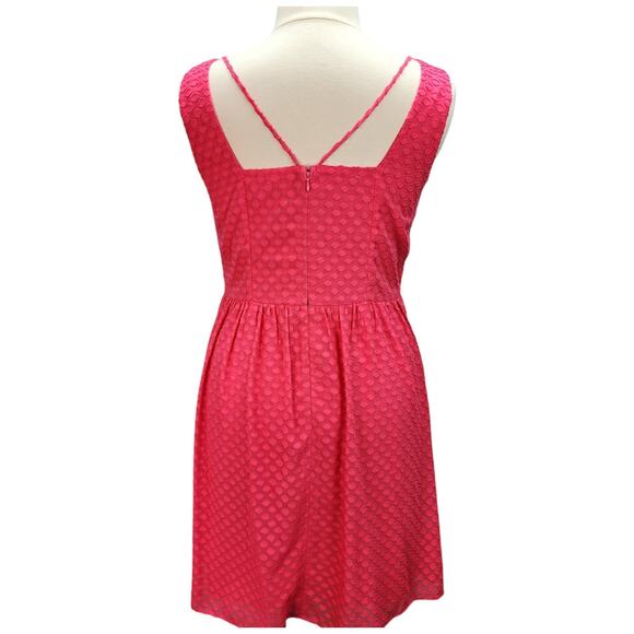 Nine West Dress Women’s 12 Fit & Flare Hot Pink Lined Textured Casual Church Wor - Picture 3 of 14